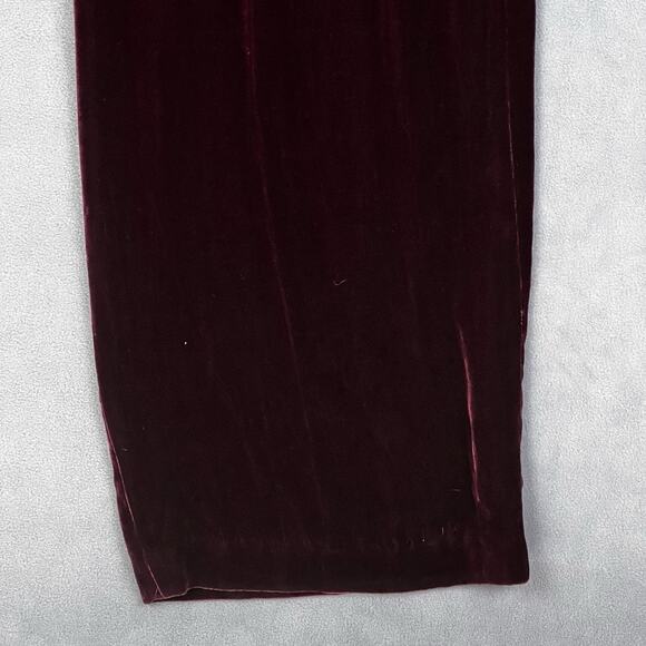 VTG Ann Taylor Loft Velvet Pants Size 12 Burgundy Wide Leg Evening Holiday 90s - Picture 5 of 10